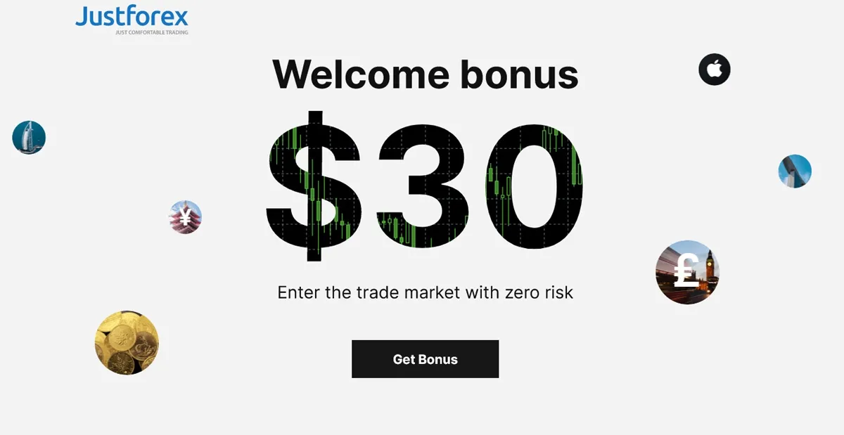 JustForex Forex No Deposit Welcome Bonus $30