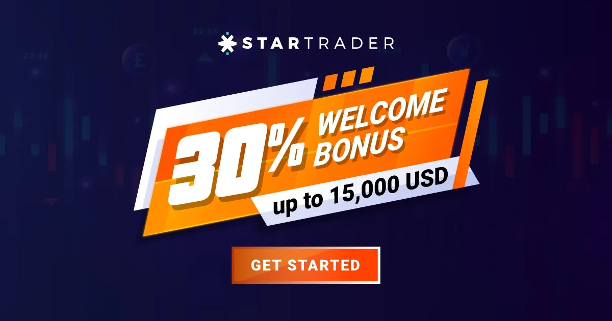 Startrader 30% Welcome Bonus: up to $15,000 for Forex