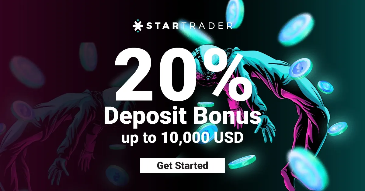 Forex 20% deposit bonus of up to $10,000 STARTRADER